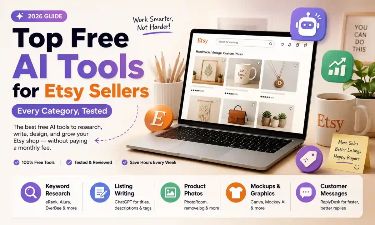 the hero image of free ai tools for etsy sellers