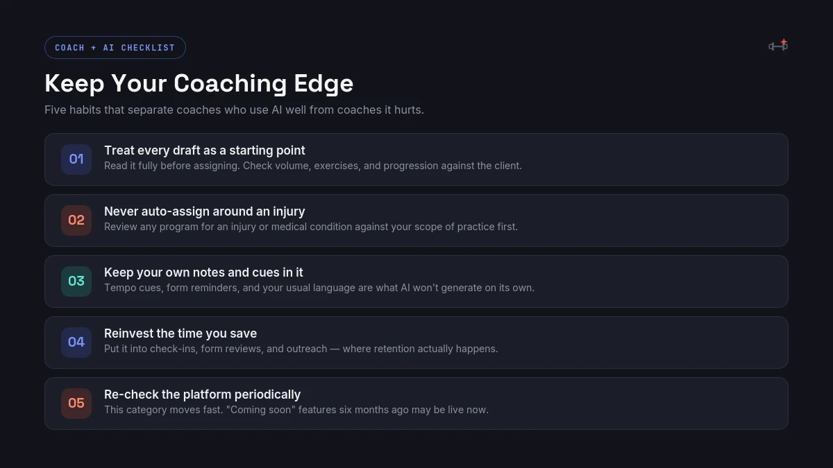 Five tips for using an AI workout plan generator without losing your personal training coaching edge