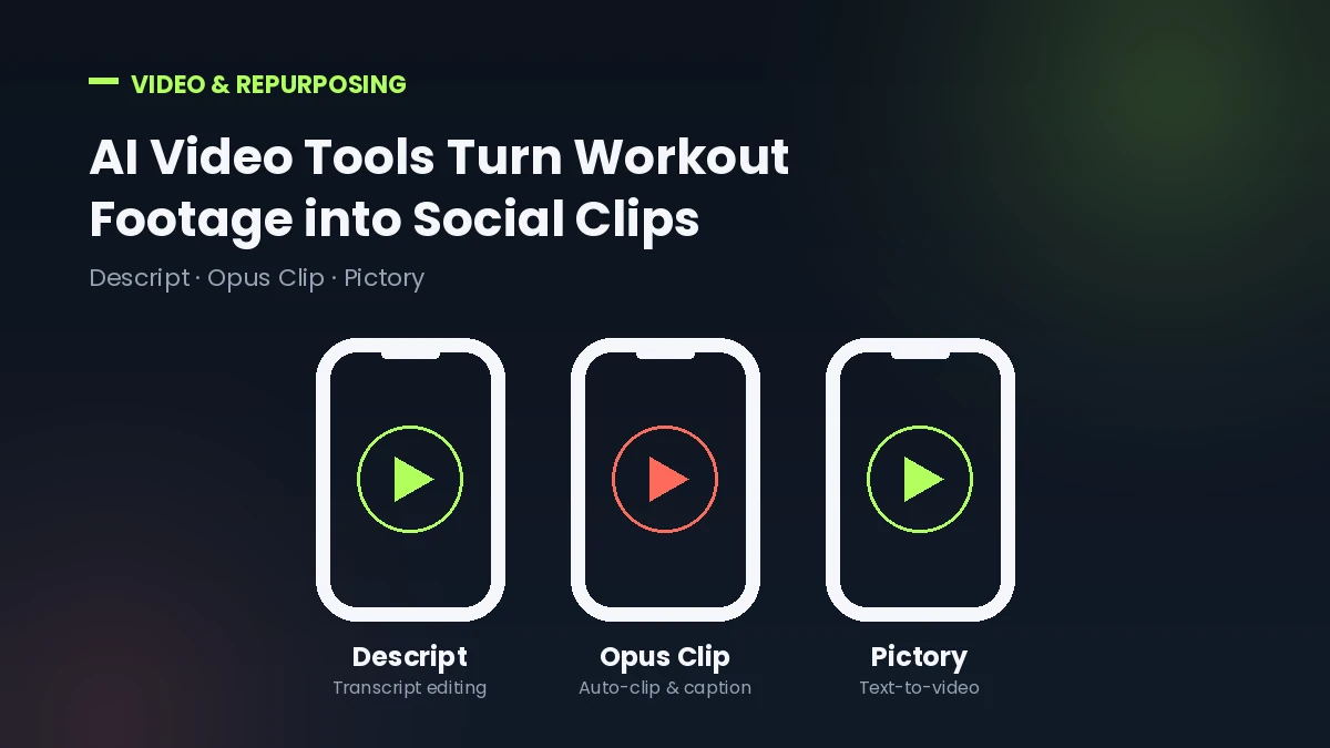 AI video tools for fitness coaches: Descript, Opus Clip, and Pictory for workout content clips